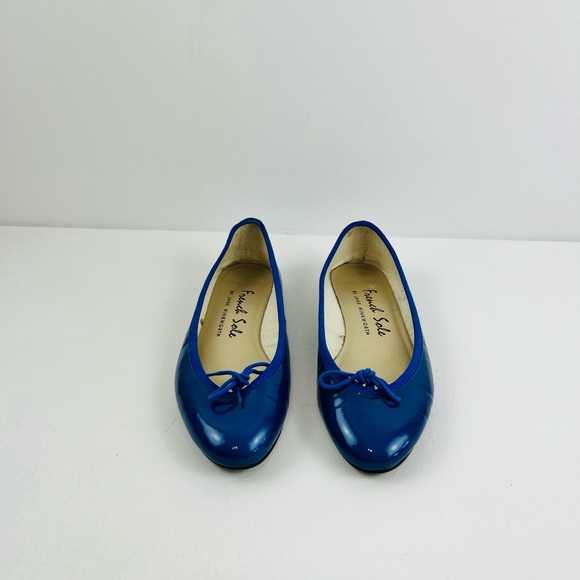 French Sole Blue Patent Leather Classic Bow Tie Ballerina Flat Pumps UK 4 - Picture 10 of 13